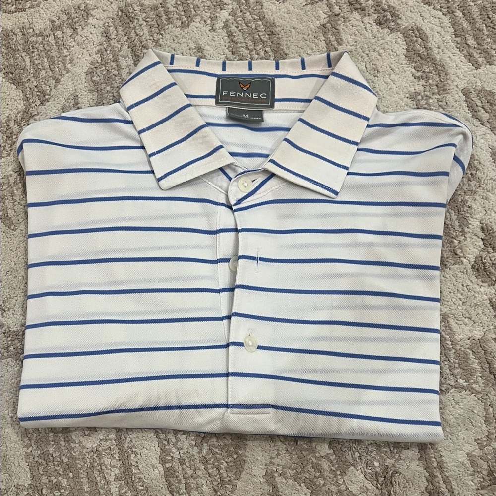 Champion Men's White Polo with Blue Stripes